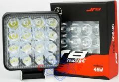 Farol Milha Auxiliar Mini Quadrado 16 Leds 48 Watts JHOFAMINI 48WQ 10 a 30 Volts DC 6000k Kit 2 peas