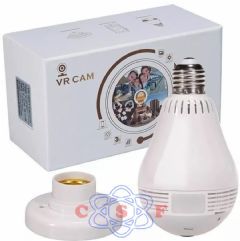Lmpada Cmera Espi 360 Panormica Wifi Ip Led Bivolt Microfone e Alto Falante Embutido Branca VR CAM