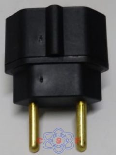 Adaptador Pino For�a Padr�o NBR Entra 2 Pinos Redondo + Saida 2 Pinos Redondo + 1 terra 10 Amperes Preto