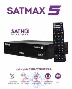 Receptor Parablica Digital Elsys Satmax 5 TV Livre 100% Digital Banda C e KU Alta Definio sem Mensalidade Globo Regional