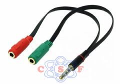 Adaptador Celular P3 + 2JACK2 1JACK Saida Audio LR 1JACK Microfone Tipo Y com Fio Flexivél