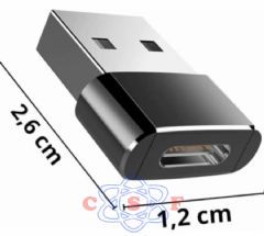 Adaptador OTG Tipo C Fêmea x Usb Macho Conecte Pendrive Teclado Mouse PCs e Notebooks Cor Preto Compacto e Prático