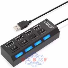 Adaptador Switch Altomex mini Hub USB 1 porta Saida USB + 4 portas sEntrada USB fêmea HI-SPEEDcom Chave Liga/Desliga