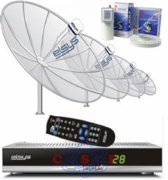Antena Parabólica Elsys Expert 1.7 1,70m + Receptor Elsys 2.0 + LNBF Monoponto Indusat