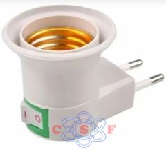 Bocal E-27 com chave Liga Desliga e Pino Energia Macho Branco