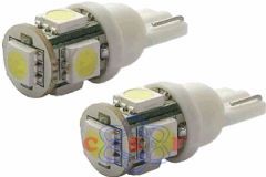 Lâmpada Automotiva Esmagada Media T10 5 Leds SMD 5050 Kit duas peças