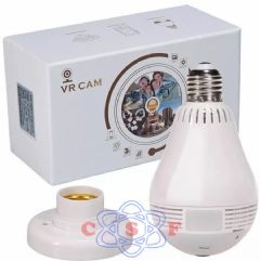 Lâmpada Câmera Espiã 360° Panorâmica Wifi Ip Led Bivolt Microfone e Alto Falante Embutido Branca VR CAM