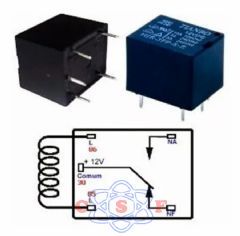 Mini Rele 12Volts 5 Terminais 15A em 125 Vca 10A 28 Vdc