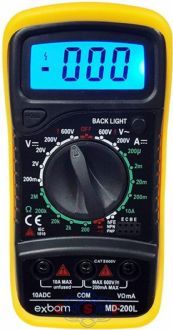 Multimetro Digital Bomder Bom 6009 Visor LCD DCV ACV DCA HFE OHM DC Teste Diodo GC