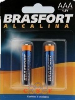 Pilha Alcalina Pequena AAA Brasfort LR 1,5V