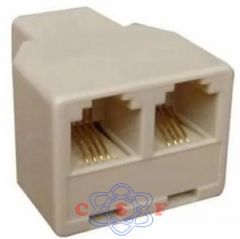 Plug Adaptador Telefone Com 1 Entrada RJ11 FEmea + 2 Saidas RJ11 Femea