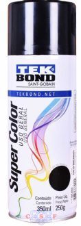 Tinta Spray Tek Bond Preto Fosco Conteudo 350ml Peso Liquido 250 Gramas