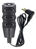 Extenso Mega Plug 3 Tomadas 3 Metros Cordo Paralelo Preto 2 x 0,75 10A 2 Pinos